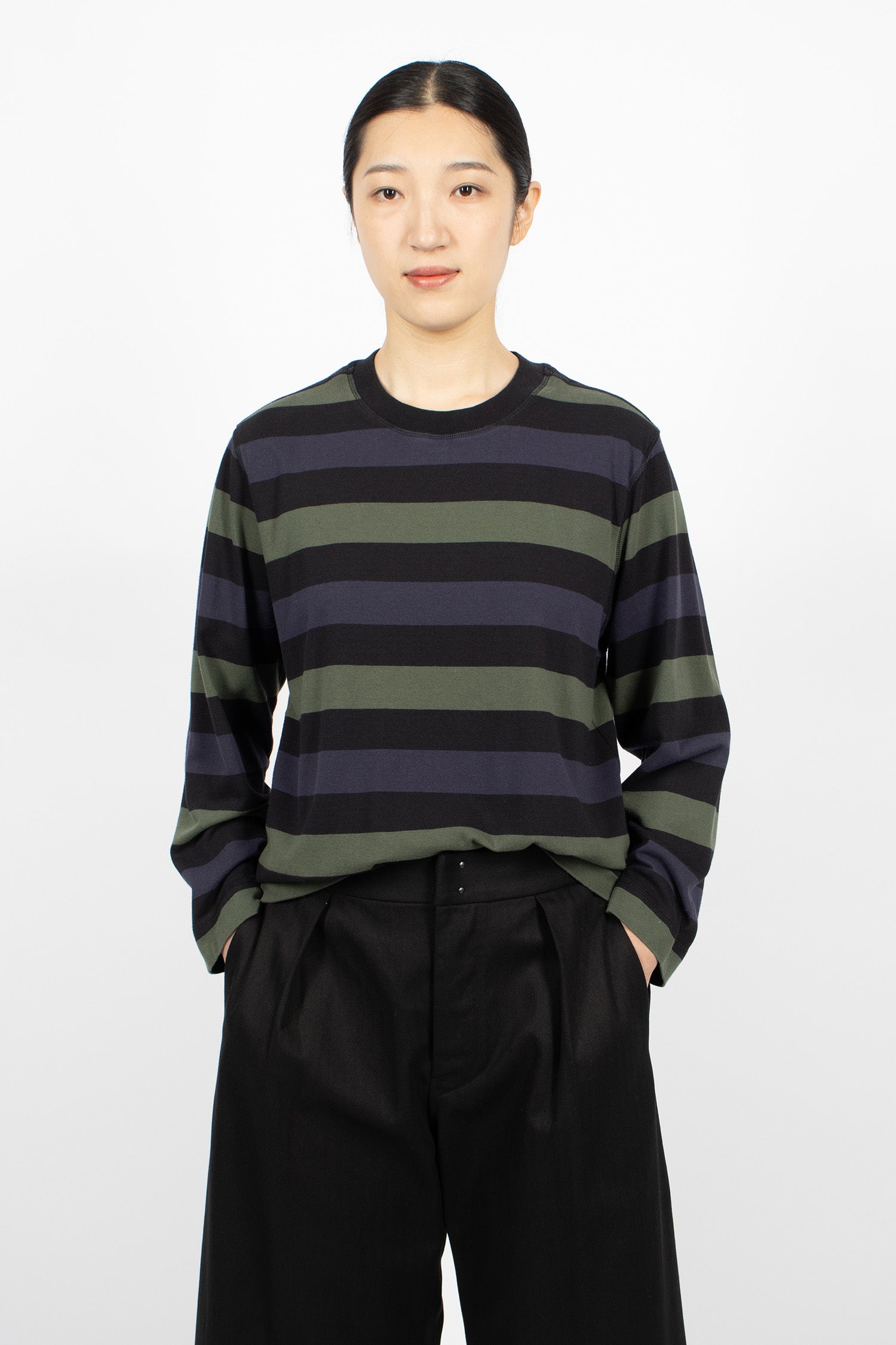Crew Neck Matelot Off-Black/Indigo/Uniform Green