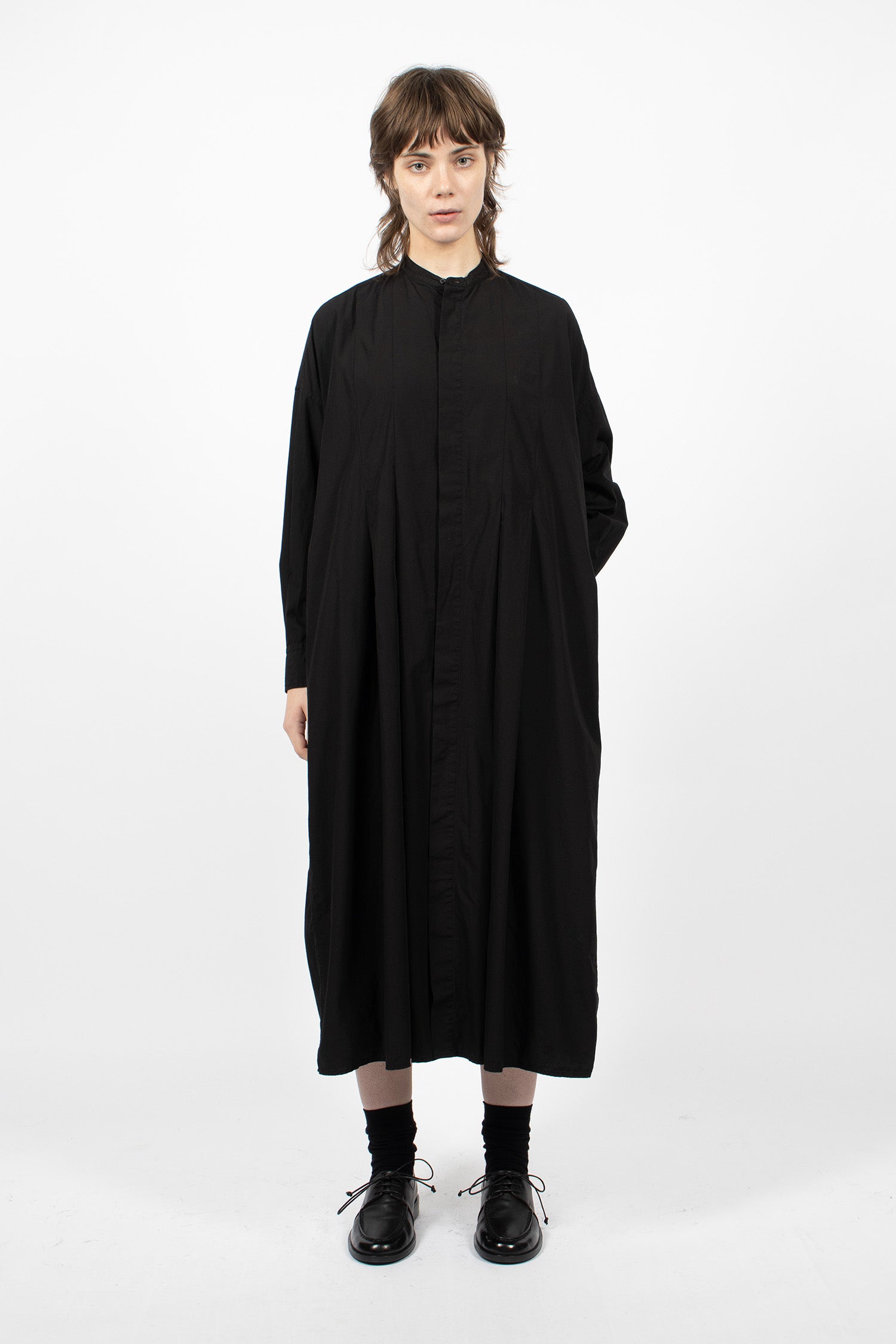 Wide Tuck Shirt Dress Midnight