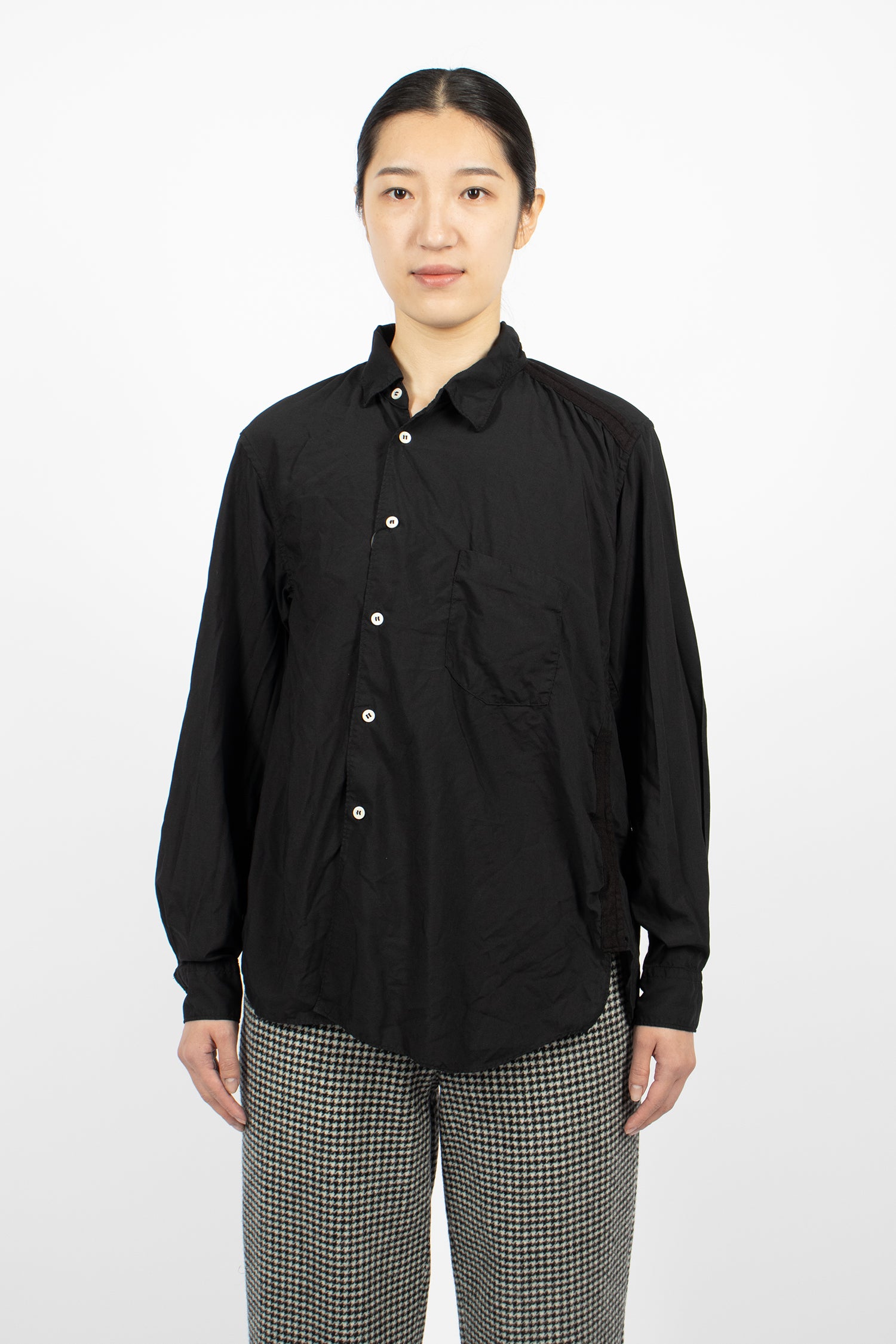Asymmetrical Pocket Blouse Black