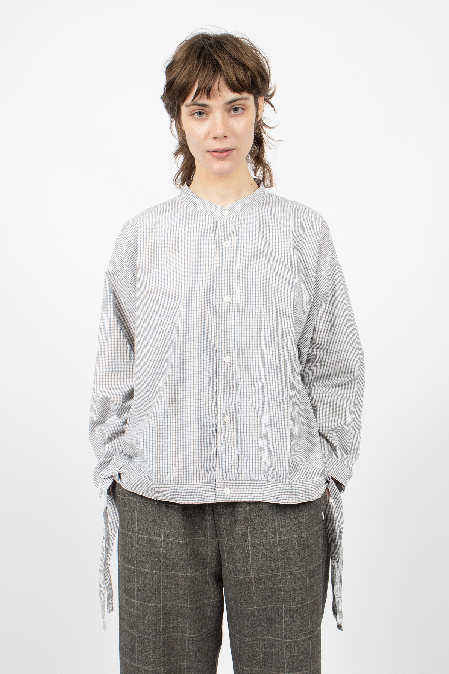 Side String Blouson Shirt White/Grey