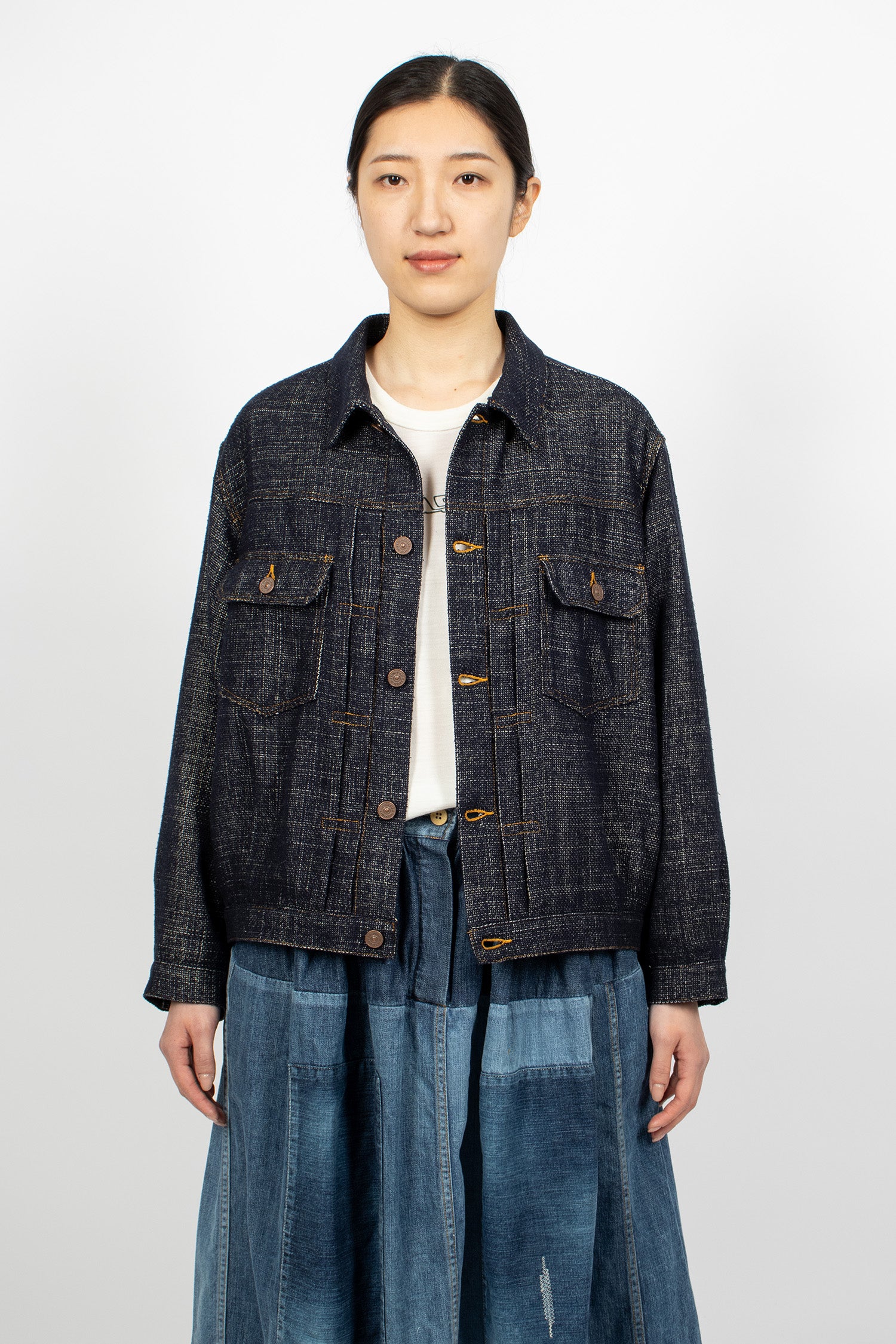 101X Woven Denim Silk Jacket Navy