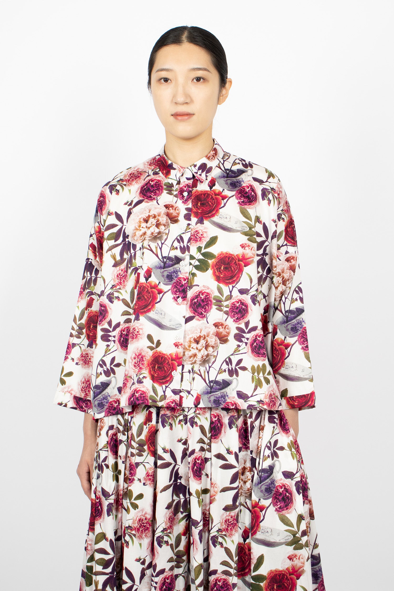 Brigitte Shirt Roses/White