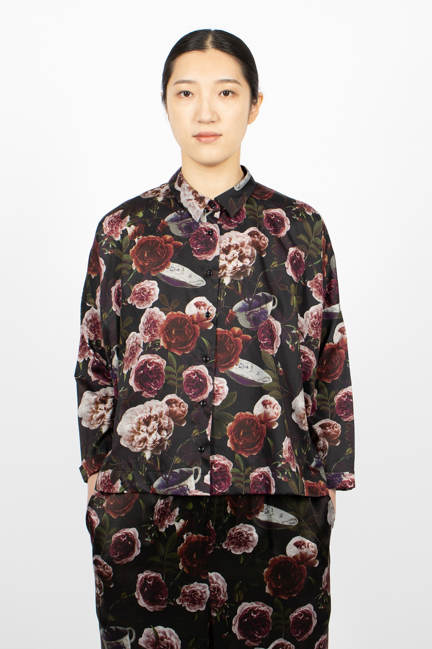 Brigitte Shirt Roses/Black