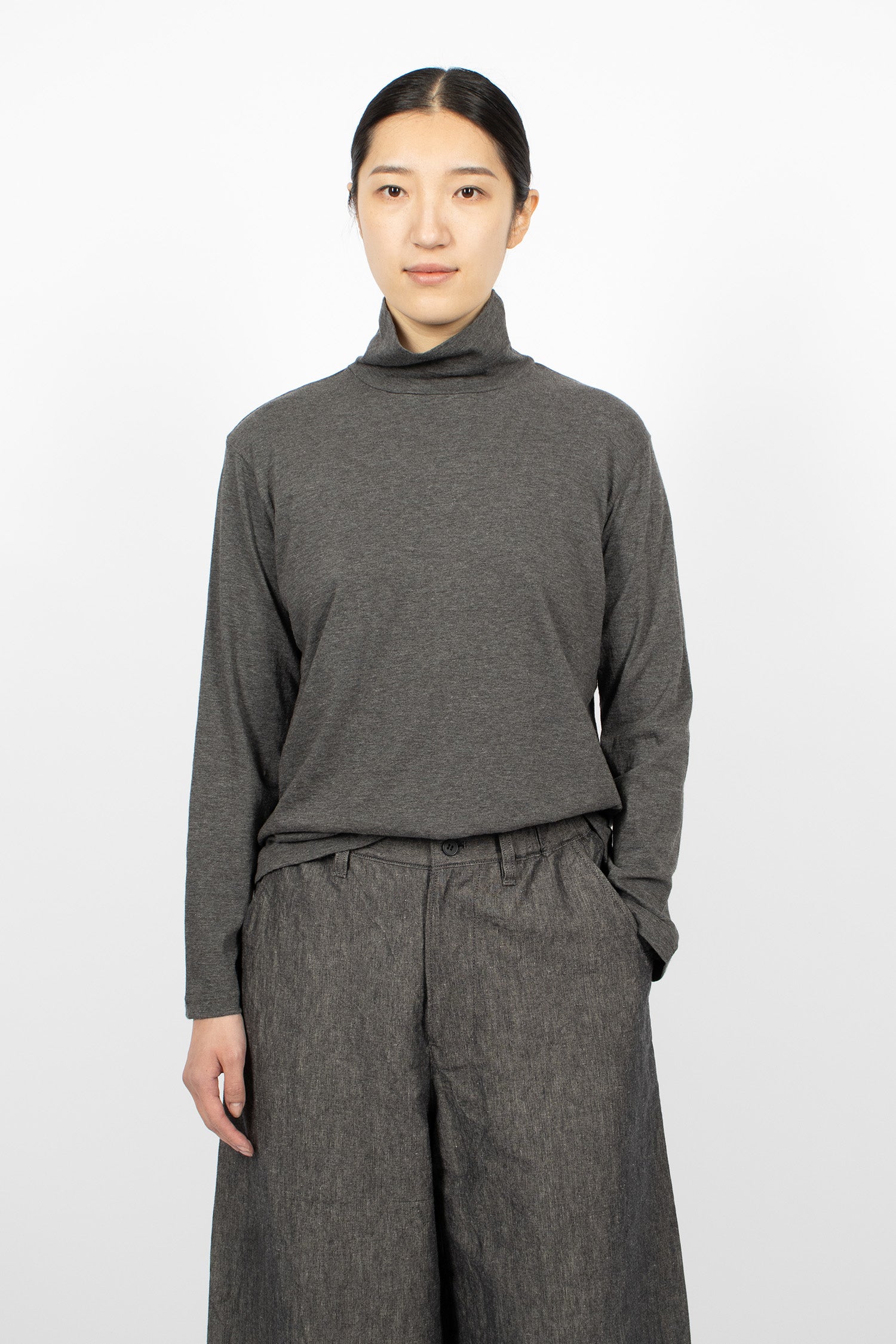 High Neck Pullover Dark Charcoal