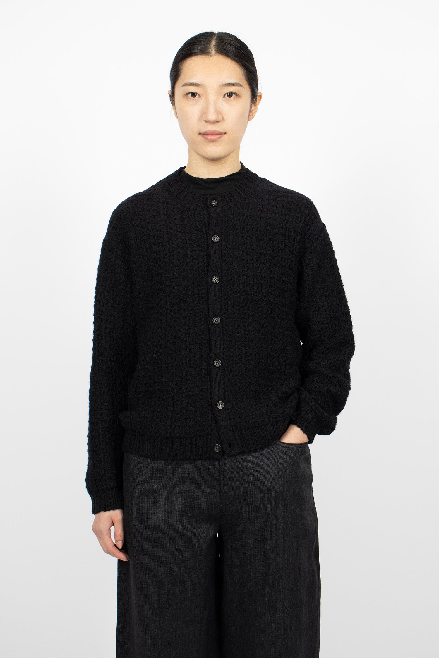Wool Knit Jacket Black