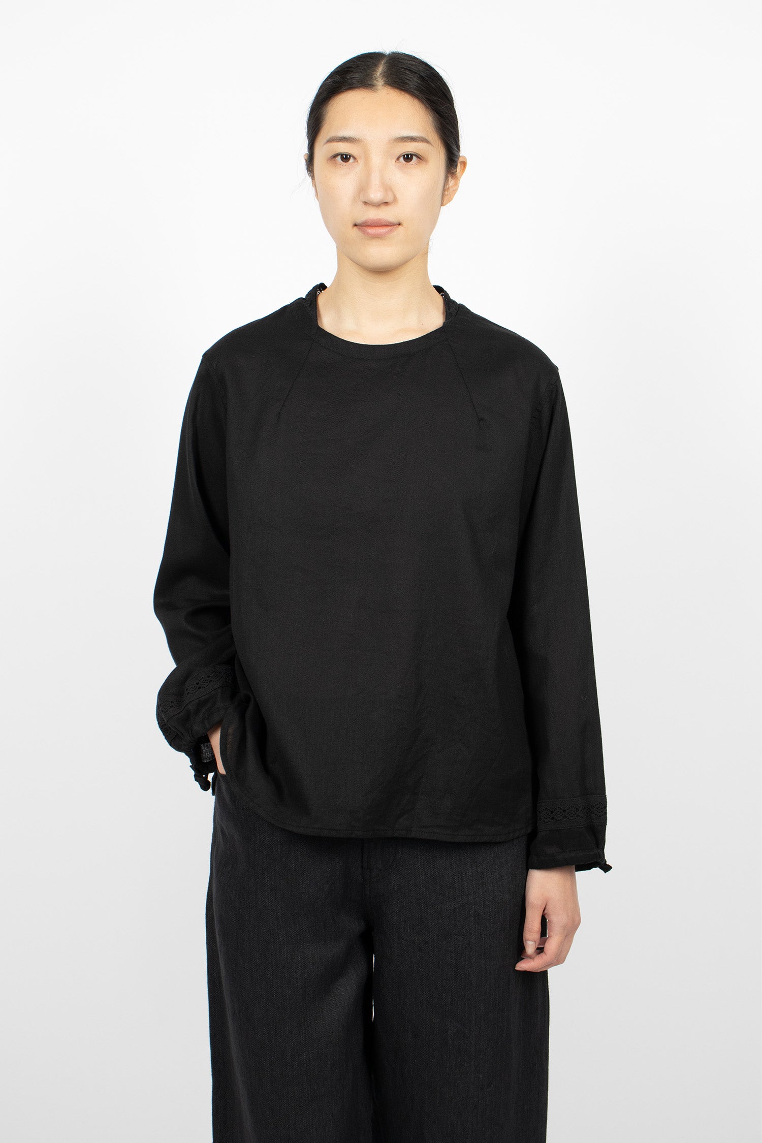 Viyella Lace Blouse Black