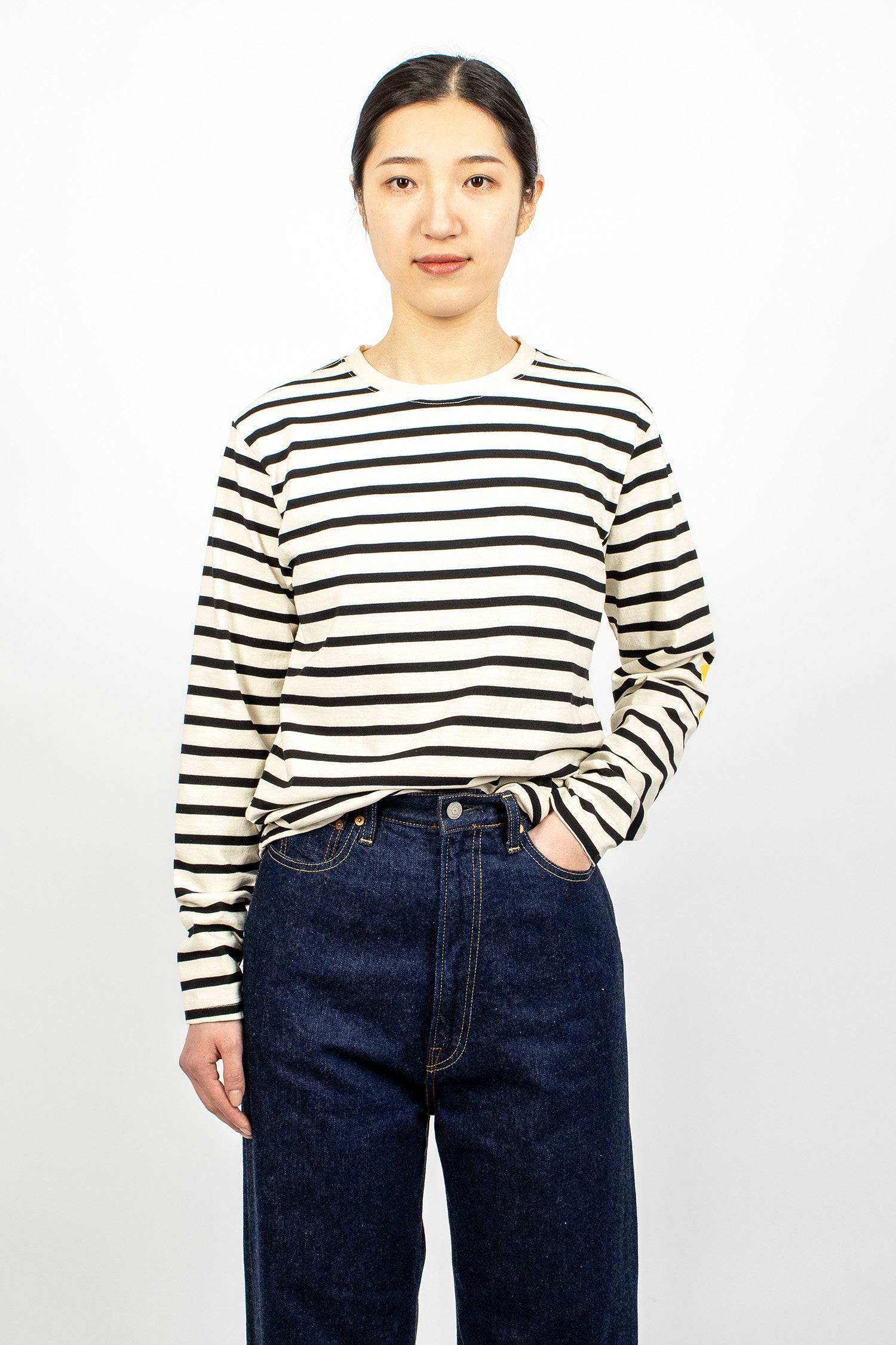 Rainbowy Stripe LS T-Shirt Ecru/Black