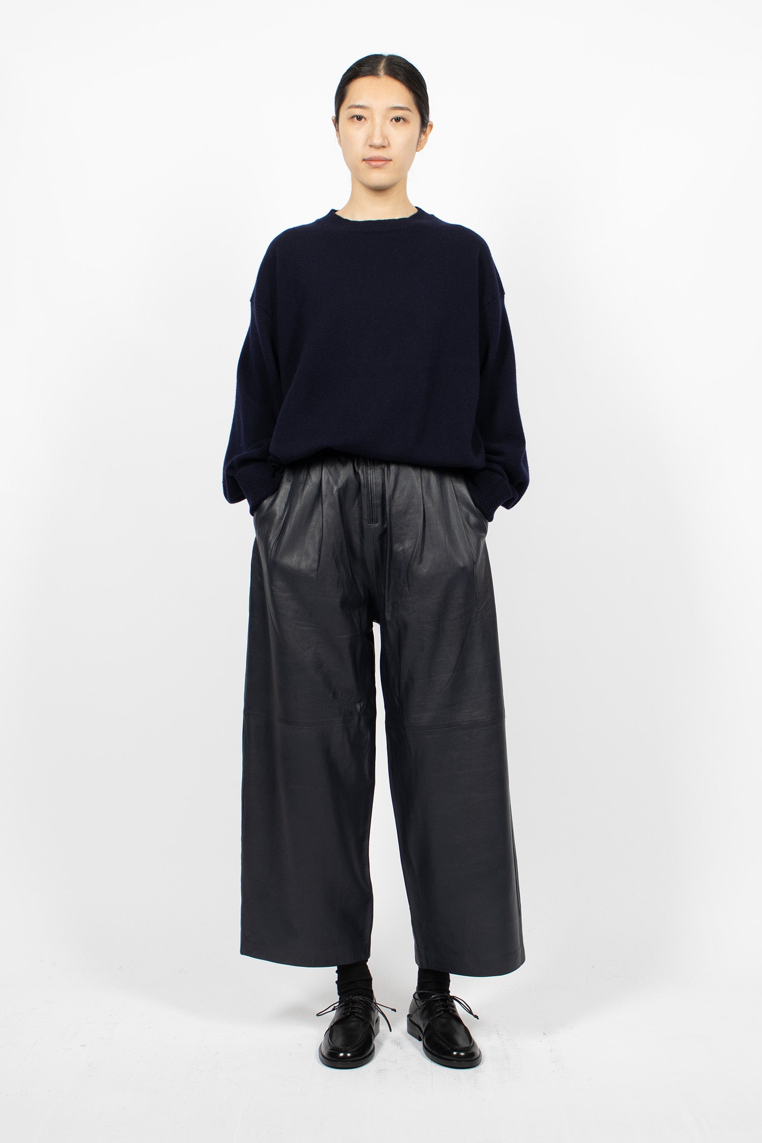 Luce Leather Trouser Navy