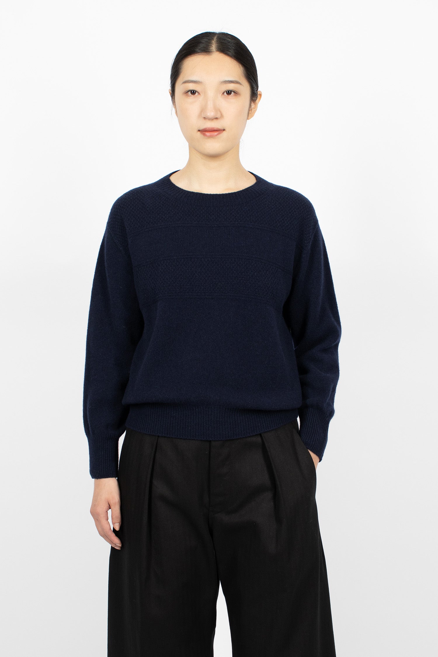 Textured Yoke Guernsey Navy
