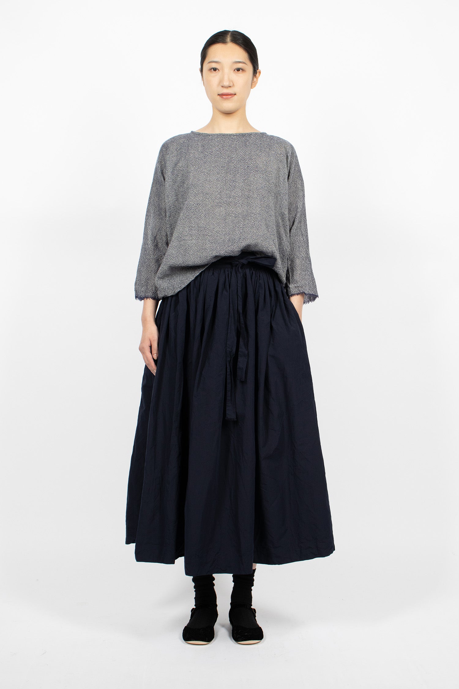 Washed Ribbon Skirt Dark Blue