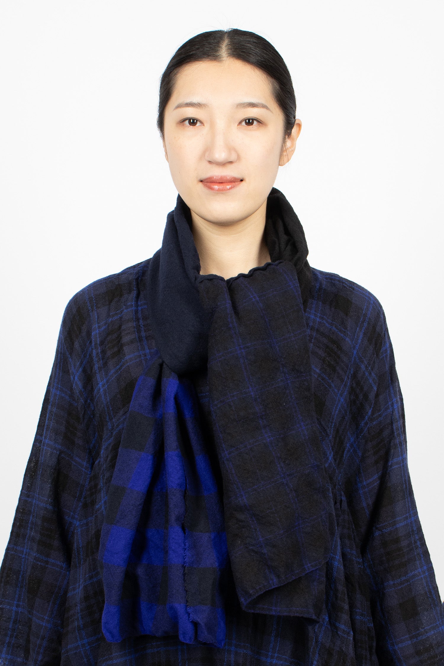 Patchwork Shawl Navy/Black/Check/Tartan