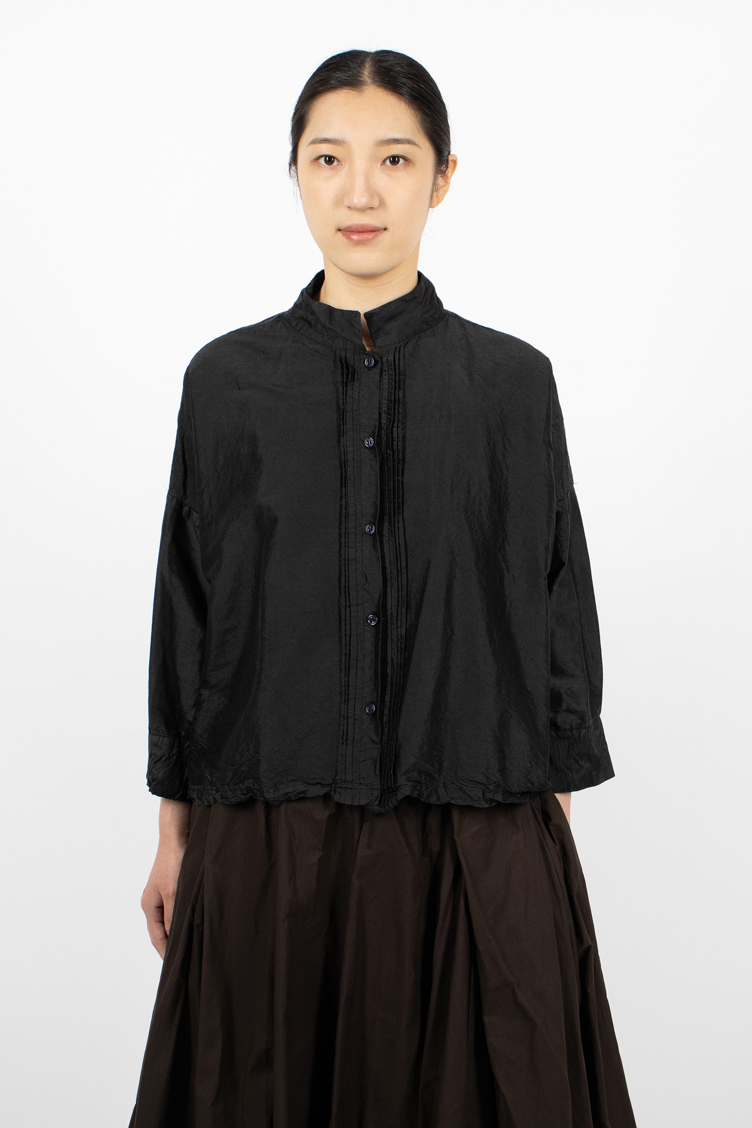 Square Silk Shirt Black