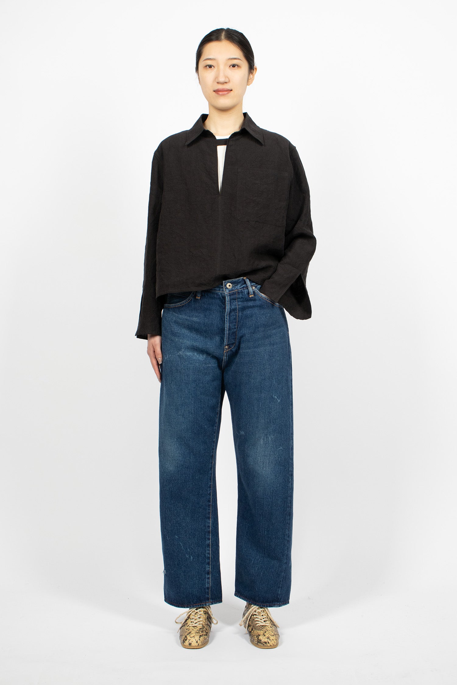 WP03 Selvedge Baggy Jean Used Dark